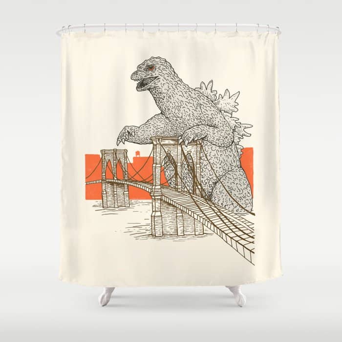 Godzilla Vs. The Brooklyn Bridge Shower Curtain