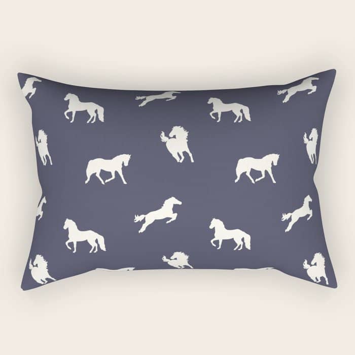 Horse Print (Navy Slate) Rectangular Pillow