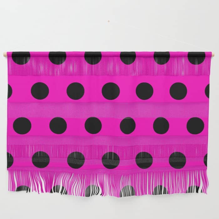 Hot Pink And Black Polka Dots Wall Hanging
