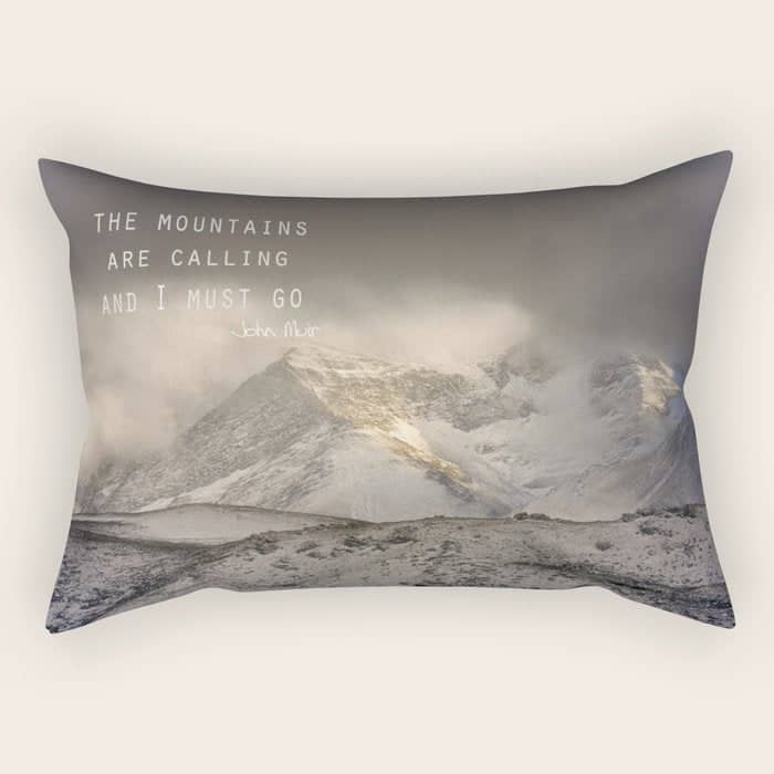 The Mountains Are Calling, And I Must Go.  John Muir. Vintage. Rectangular Pillow