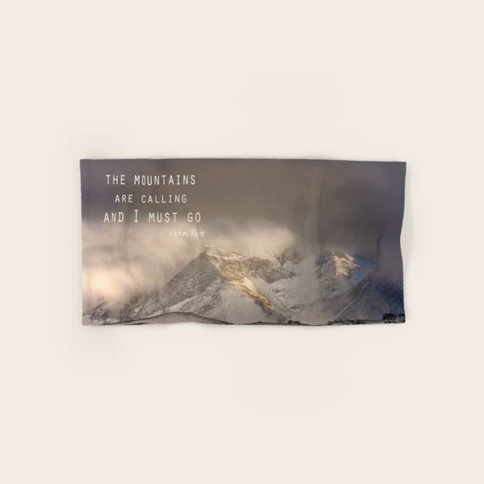 The Mountains Are Calling, And I Must Go.  John Muir. Vintage. Bath Towel