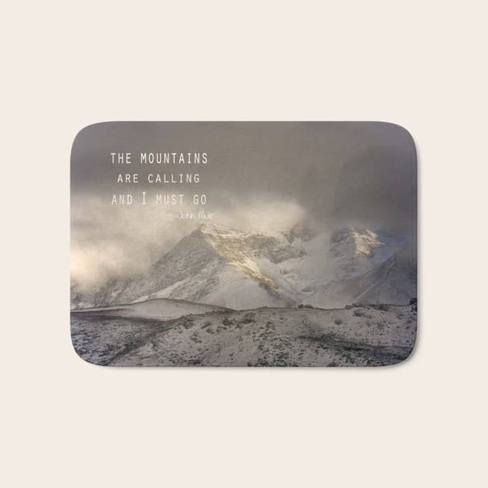 The Mountains Are Calling, And I Must Go.  John Muir. Vintage. Bath Mat