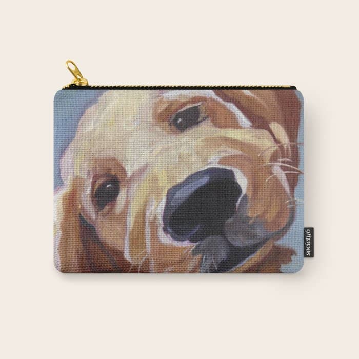 Golden Retriever Puppy Original Oil Painting Carry All Pouch