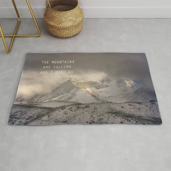 The Mountains Are Calling, And I Must Go.  John Muir. Vintage. Rug