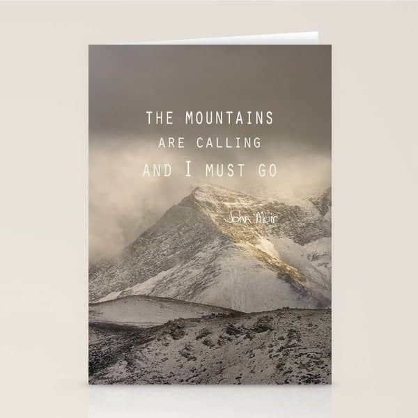 The Mountains Are Calling, And I Must Go.  John Muir. Vintage. Stationery Card