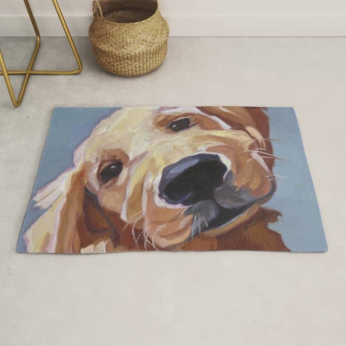 Golden Retriever Puppy Original Oil Painting Rug