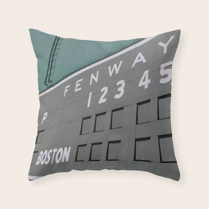 Fenwall -- Boston Fenway Park Wall, Green Monster, Red Sox Throw Pillow