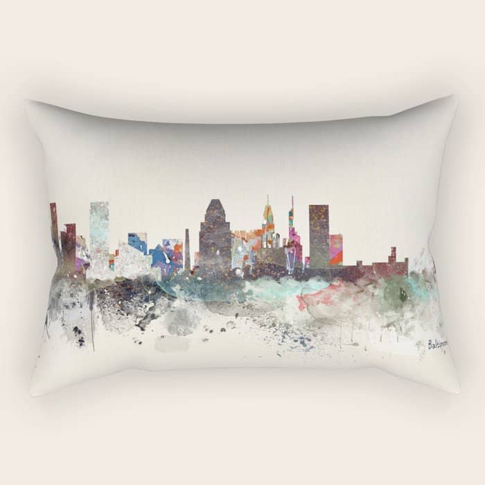 Baltimore Maryland Skyline Rectangular Pillow