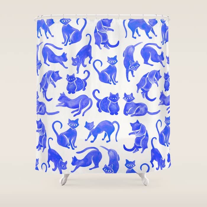 Cat Positions - Blue Palette Shower Curtain