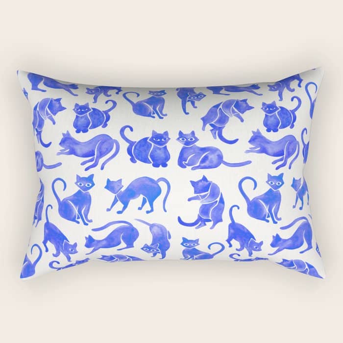 Cat Positions - Blue Palette Rectangular Pillow