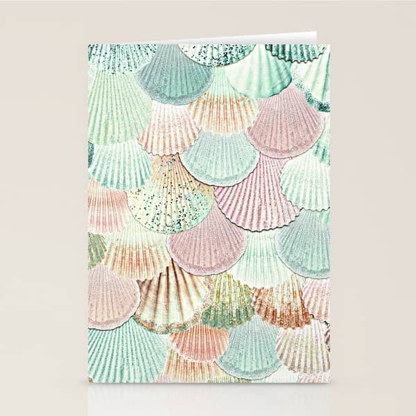 Mermaid Shells - Mint & Rosegold Stationery Card