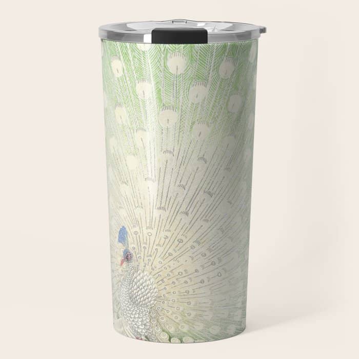 Peacock, Ohara Koson - Japanese Woodcut Travel Mug
