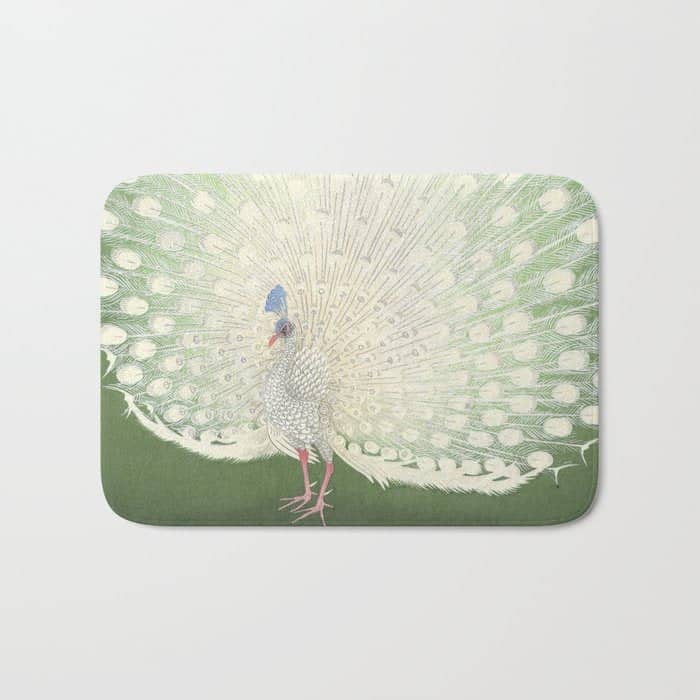 Peacock, Ohara Koson - Japanese Woodcut Bath Mat
