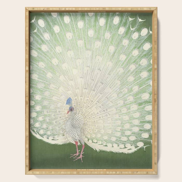 Peacock, Ohara Koson - Japanese Woodcut Serving Tray