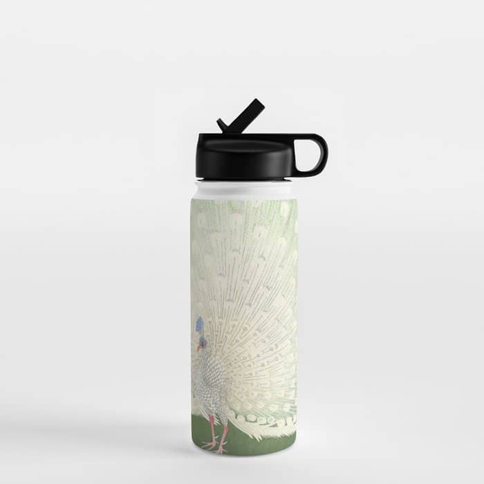 Peacock, Ohara Koson - Japanese Woodcut Water Bottle