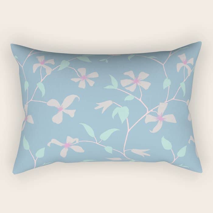 Floral Clematis Vine - Cool Summer Rectangular Pillow