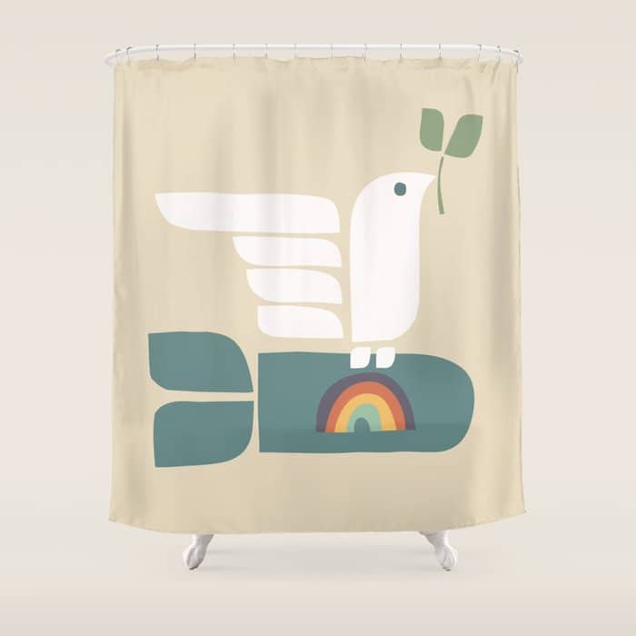 Peace Dove And Rainbow Bomb Shower Curtain