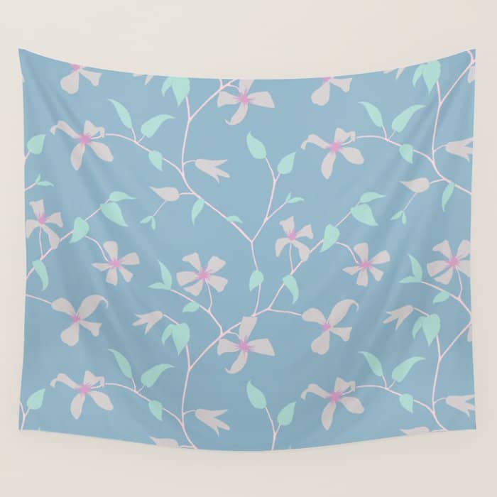 Floral Clematis Vine - Cool Summer Wall Tapestry