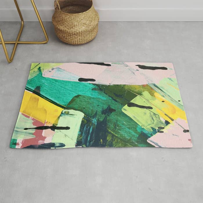 Hopeful[4] - A Bright Mixed Media Abstract Piece Rug