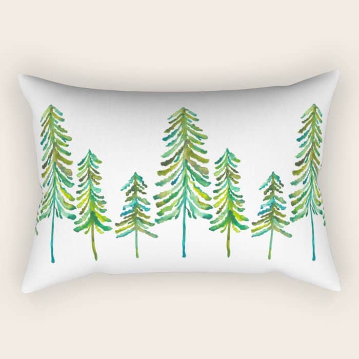 Pine Trees - Green Palette Rectangular Pillow