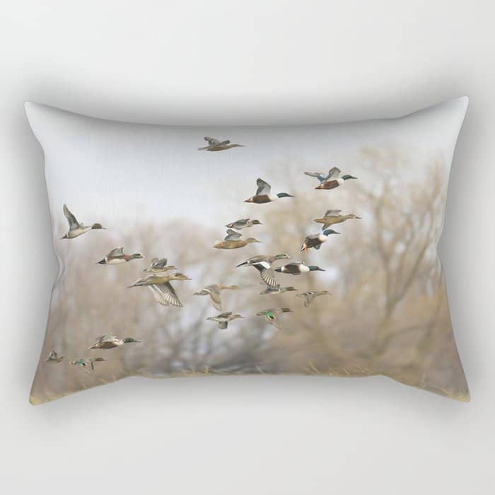 Ducks In Autumn Flight Rectangular Pillow