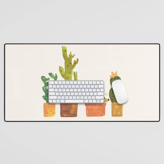 Hedgehog And Cactus (Incognito) Desk Mat
