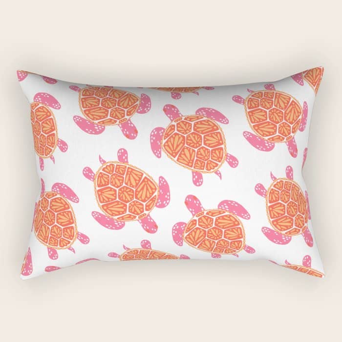 Sea Turtle - Melon Palette Rectangular Pillow