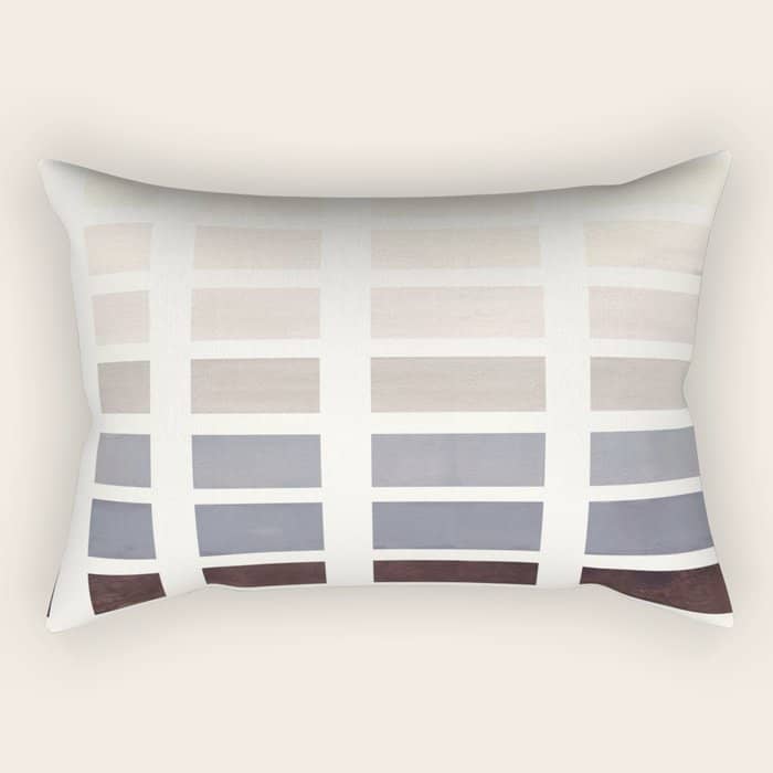 Grey Taupe Watercolor Gouache Geometric Square Matrix Pattern Rectangular Pillow