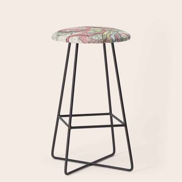 Vintage Map Of The Mississippi River Stool