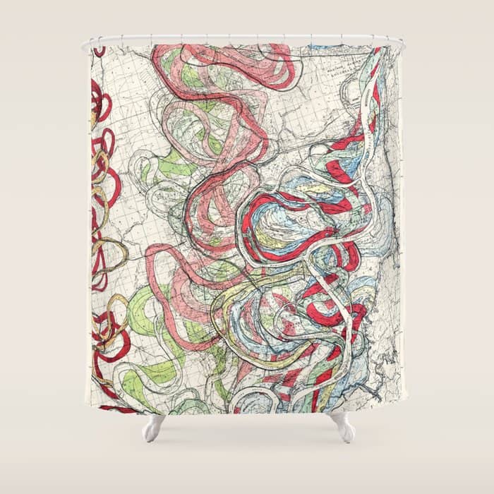 Vintage Map Of The Mississippi River Shower Curtain