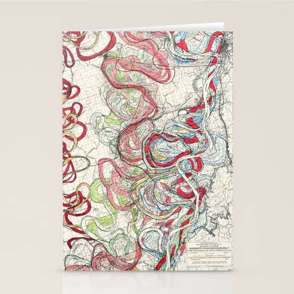 Vintage Map Of The Mississippi River Stationery Card