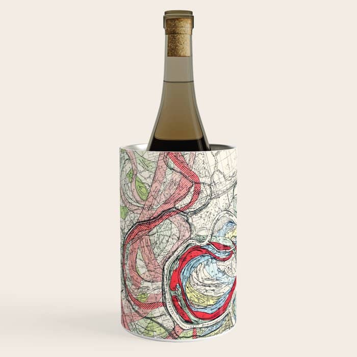 Vintage Map Of The Mississippi River Wine Chiller