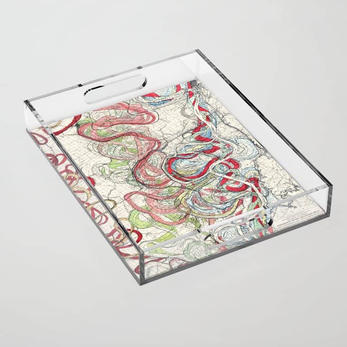 Vintage Map Of The Mississippi River Acrylic Tray