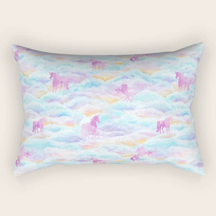Unicorns Hiding In Clouds Rectangular Pillow