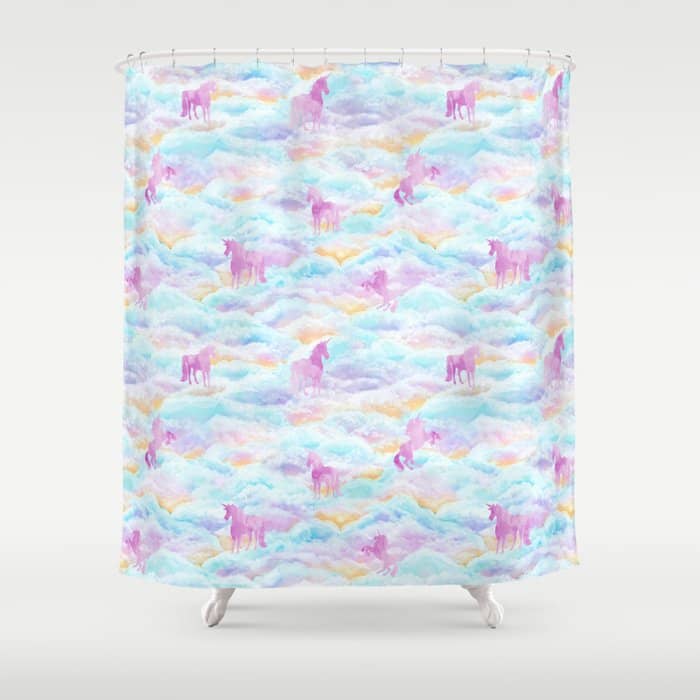 Unicorns Hiding In Clouds Shower Curtain