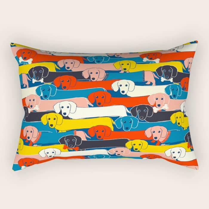 Colored Dogs Pattern 2 Rectangular Pillow