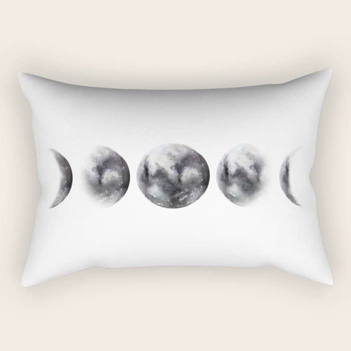 Moon Phases Watercolor Painting Rectangular Pillow