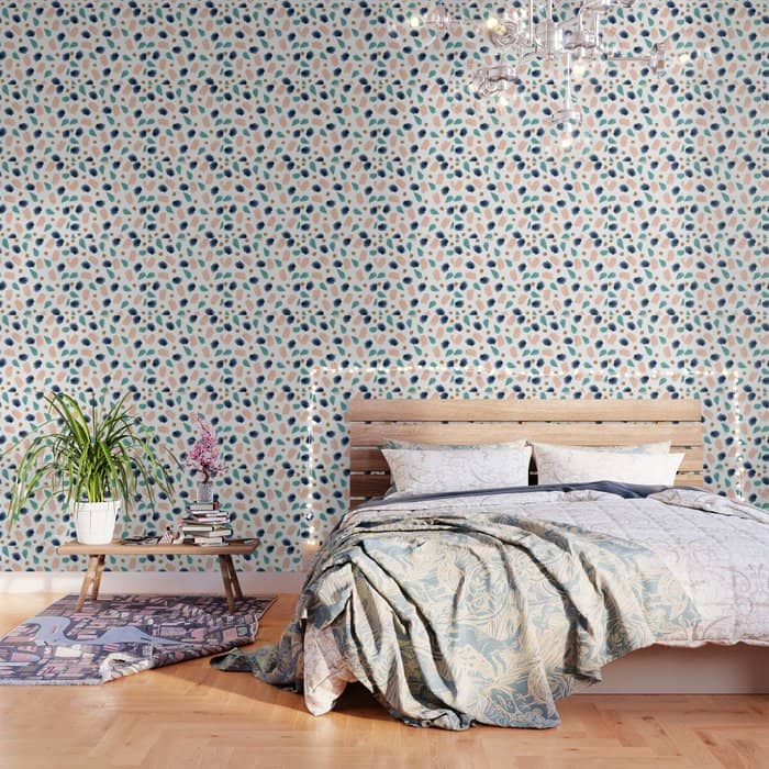 Terrazzo (Turquoise, Navy, Pink & Gold) Wallpaper