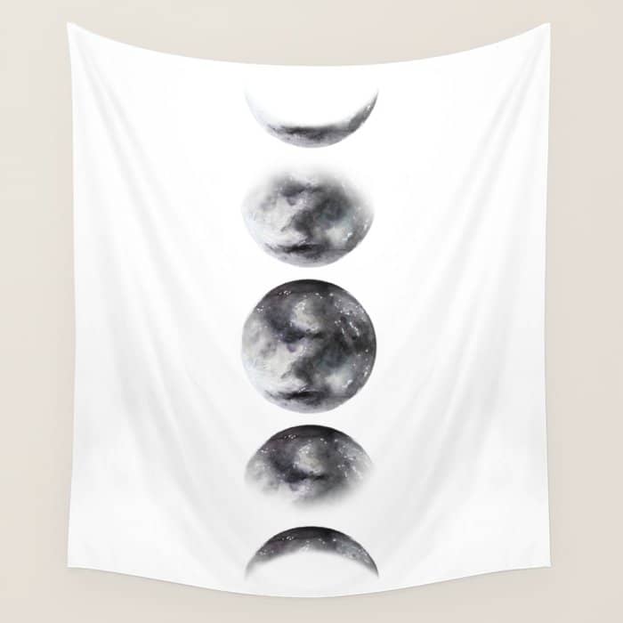 Moon Phases Watercolor Painting Wall Tapestry