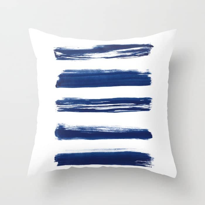 Indigo Brush Strokes | No. 2 Throw Pillow