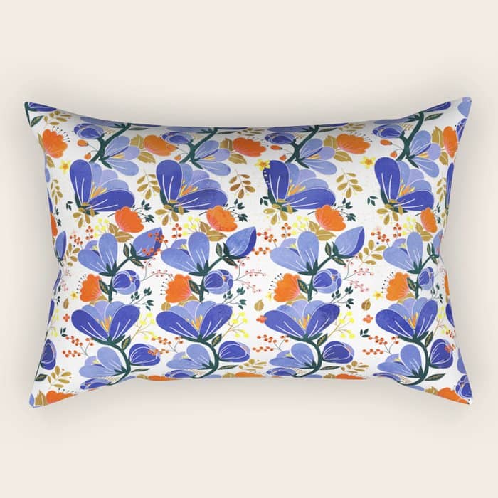 Folk Spring Flowers No2 Rectangular Pillow