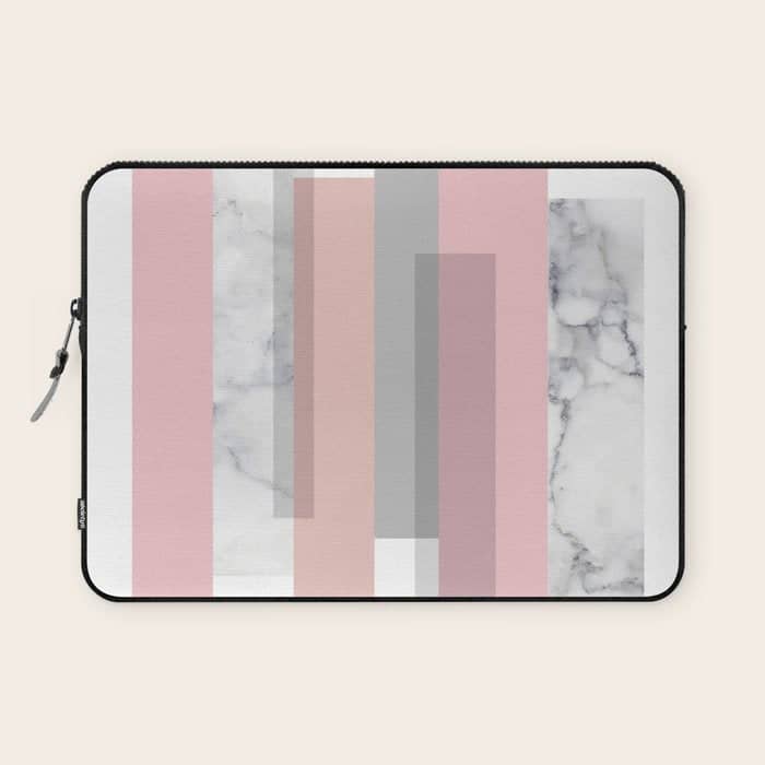 Stripes In Blush And Marble Laptop Sleeve