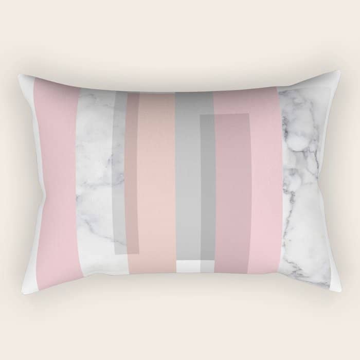Stripes In Blush And Marble Rectangular Pillow