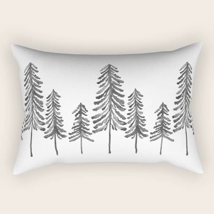 Pine Trees - Black Ink Rectangular Pillow