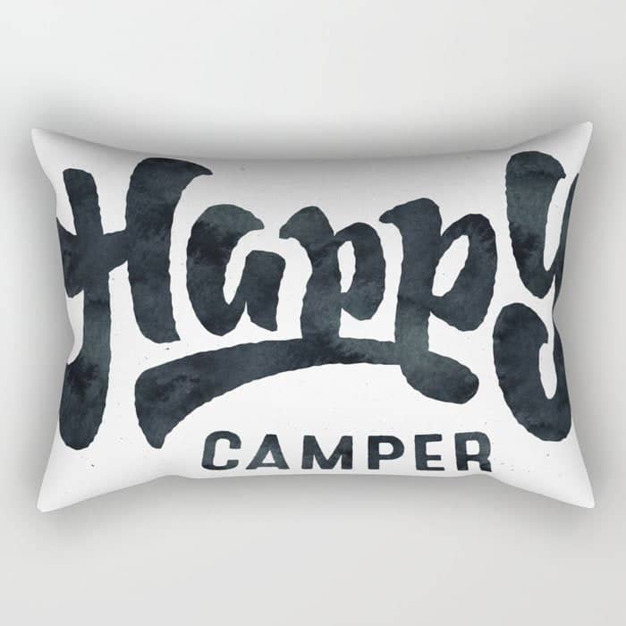Happy Camper Black And White Retro Rectangular Pillow