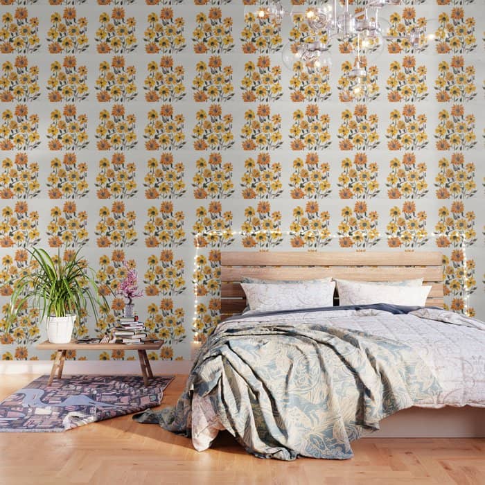 Sunflower Watercolor - Yellow & Black Palette Wallpaper