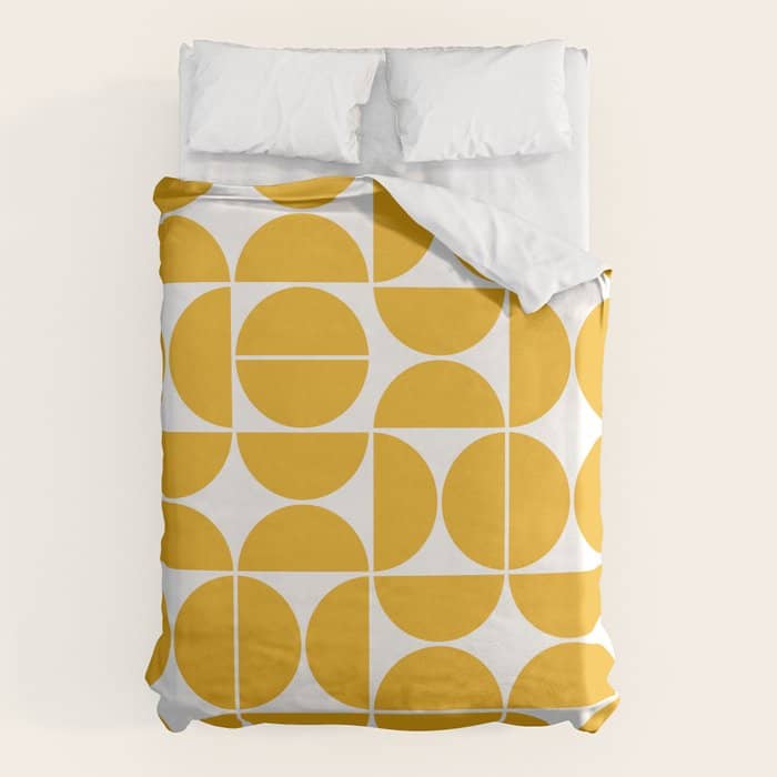 Mid Century Modern Geometric 04 Yellow Duvet Cover
