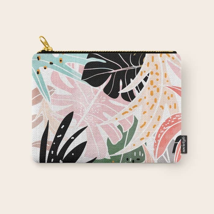 Veronica, Tropical Eclectic Bold Monstera Palm Illustration Nature Modern Colorful Jungle Carry All Pouch