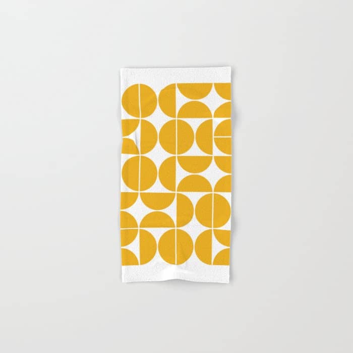 Mid Century Modern Geometric 04 Yellow Bath Towel