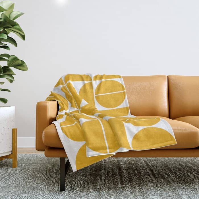 Mid Century Modern Geometric 04 Yellow Throw Blanket